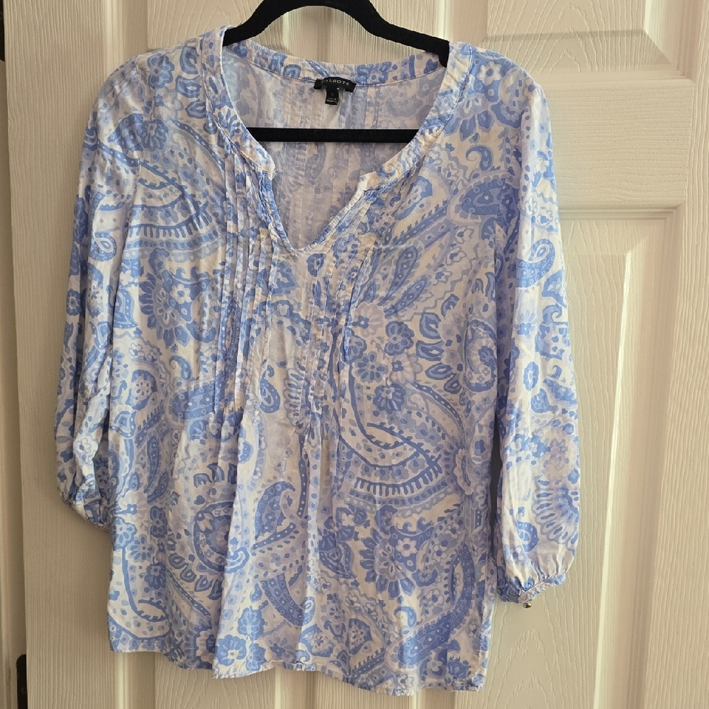 Talbots Light Blue and White Paisley‎ Blouse
